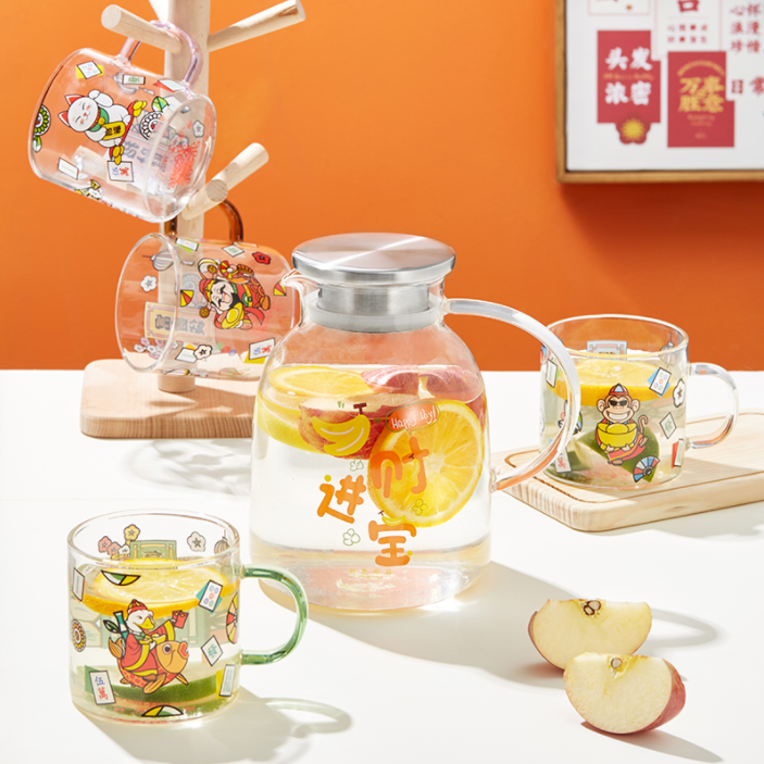 共禾京品 苹苹安安/蕉财进宝 高硼硅耐热玻璃水壶套装（1.93L+4个杯子） 新低59.5元包邮 值值值-买手聚集的地方