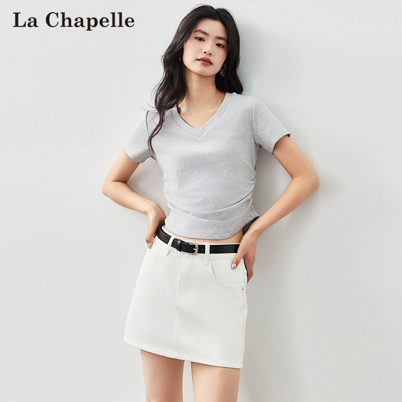 La Chapelle City 拉夏贝尔 2024春季薄款百搭纯棉短袖T恤 2款多色 49元包邮 值值值-买手聚集的地方