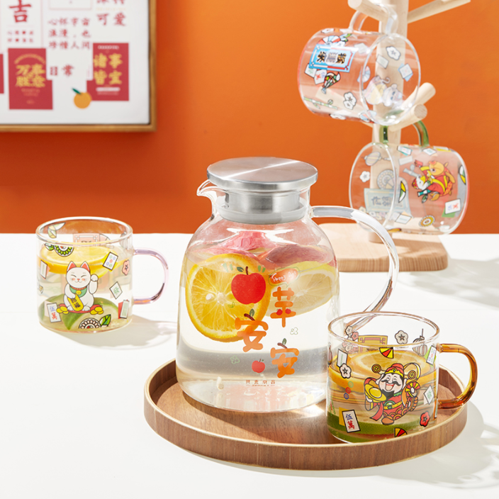 共禾京品 苹苹安安/蕉财进宝 高硼硅耐热玻璃水壶套装（1.93L+4个杯子） 新低59.5元包邮 值值值-买手聚集的地方
