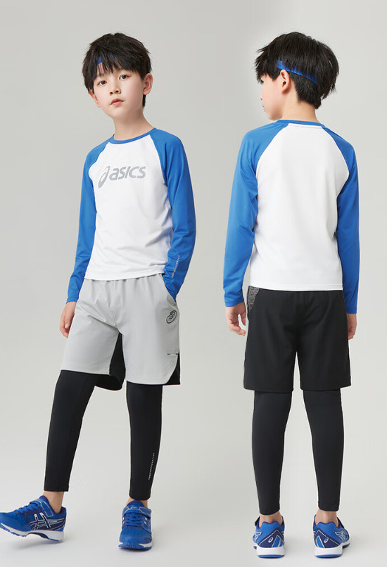 ASICS 亚瑟士 儿童速干抗菌插肩长袖T恤（120-170cm） 4色 69元包邮 值值值-买手聚集的地方