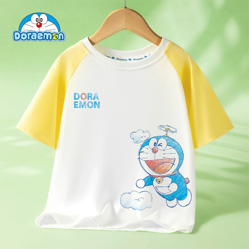 DORAEMON 哆啦A梦 男童纯棉撞色短袖T恤（110~150码）2色 29元包邮 值值值-买手聚集的地方