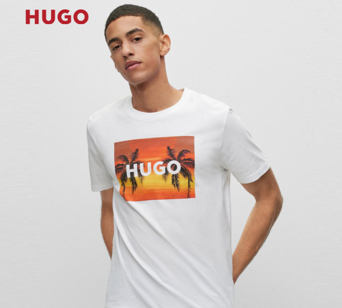 Hugo Boss Hugo Boss 雨果·博斯 男士棕榈树图案平纹纯棉短袖T恤 50488952 197.29元（天猫旗舰店790元） 值值值-买手聚集的地方