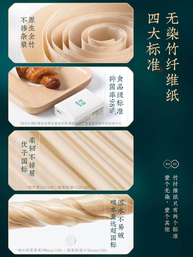 Wuro 无染 竹浆本色抑菌手帕纸 4层*8片*18包 8.9元包邮 值值值-买手聚集的地方