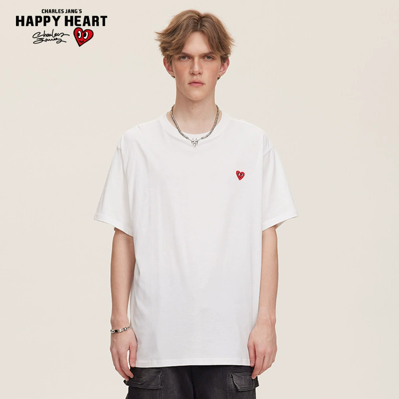 CHARLES JANG'S HAPPY HEART 查尔斯桃心 男女同款重磅纯棉短袖T恤 多色 79元包邮 值值值-买手聚集的地方