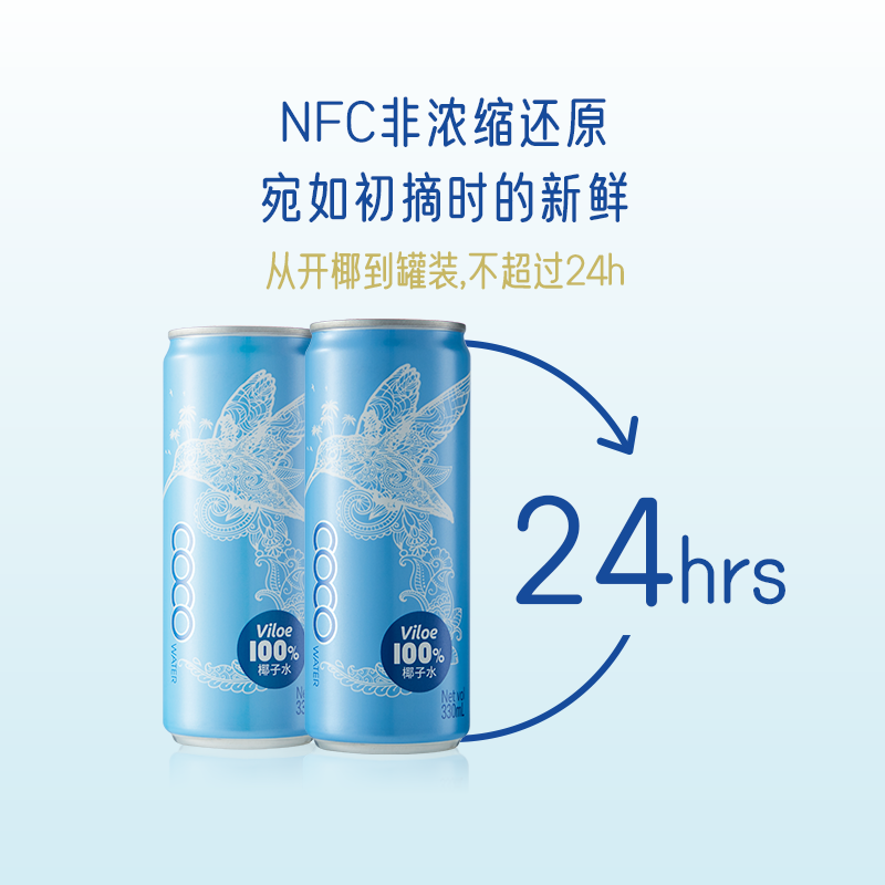 Jelley Brown 界界乐 Viloe 唯乐蜜语 越南进口100%椰子水330mL*12罐 42.4元包邮（返2元猫超卡后） 值值值-买手聚集的地方
