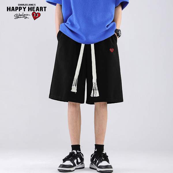 CHARLES JANG'S HAPPY HEART 查尔斯桃心 男士简约刺绣LOGO抽绳五分短裤 多色 新低69元包邮 值值值-买手聚集的地方