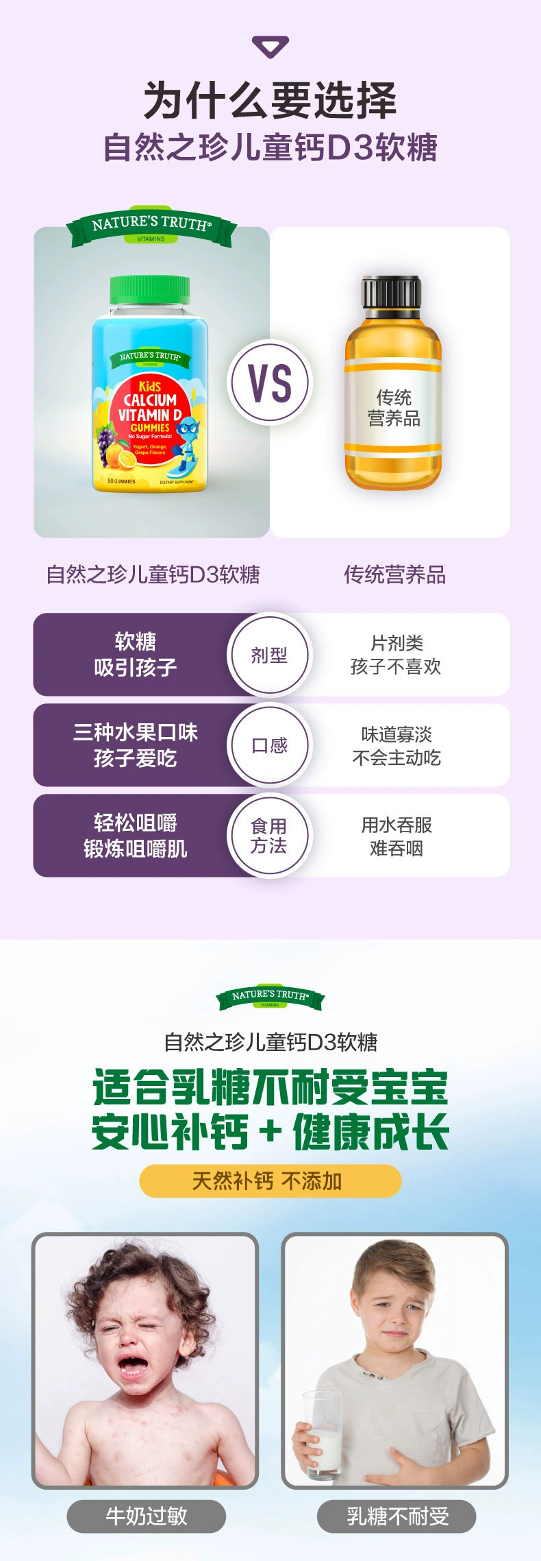 Nature's Truth 自然之珍 儿童维生素D3+钙软糖 60粒*2件 89元包邮包税（折44.5元/瓶） 值值值-买手聚集的地方
