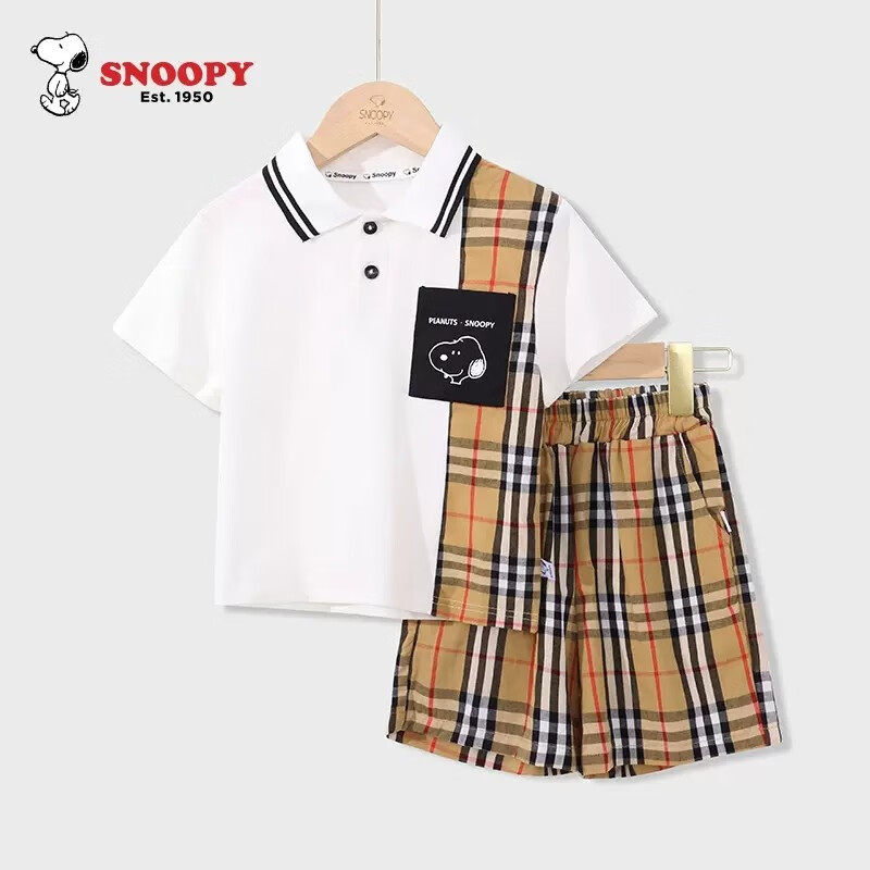 Snoopy 史努比 男童学院风套装（Polo衫+短裤） 49.9元包邮 值值值-买手聚集的地方