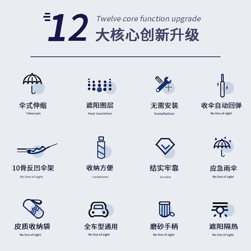 途虎 汽车遮阳伞 银胶加厚款（轿车/SUV专用 长145cm） 29.9元包邮 值值值-买手聚集的地方