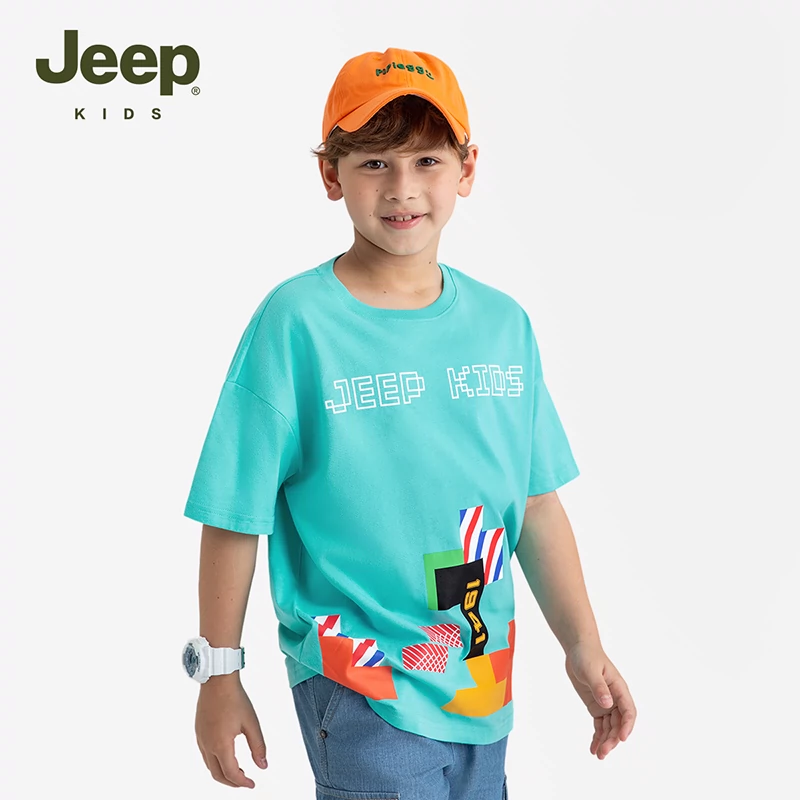 JEEP 2024夏季新款中大童透气宽松短袖T恤 *2件（110~160码）多款 79元包邮（39.5元/件） 值值值-买手聚集的地方