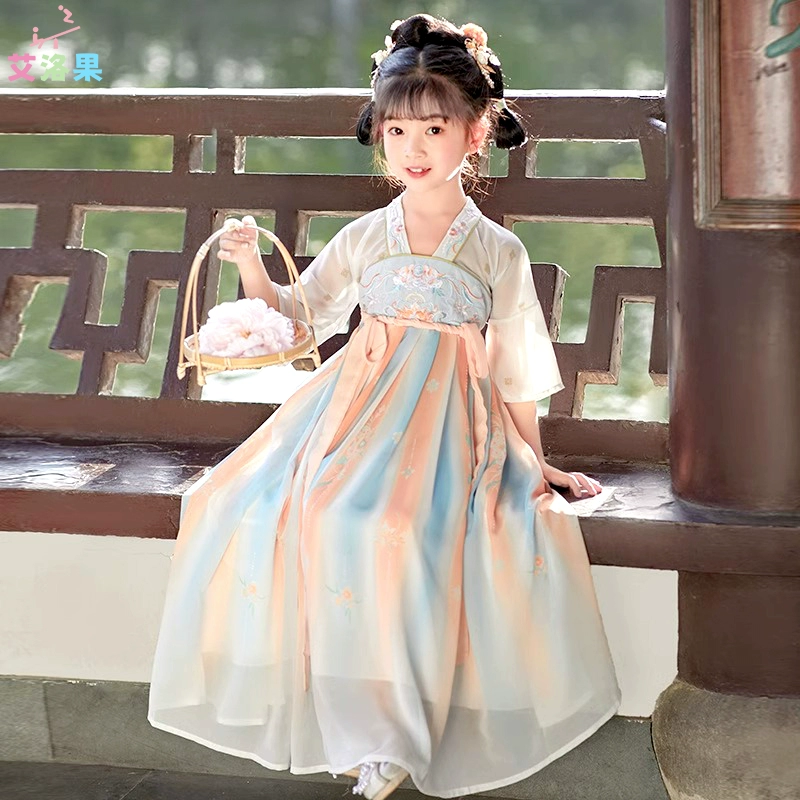 艾洛果 汉服女童夏季薄款长襦裙（110~160码）2色 送发簪 65元包邮 值值值-买手聚集的地方