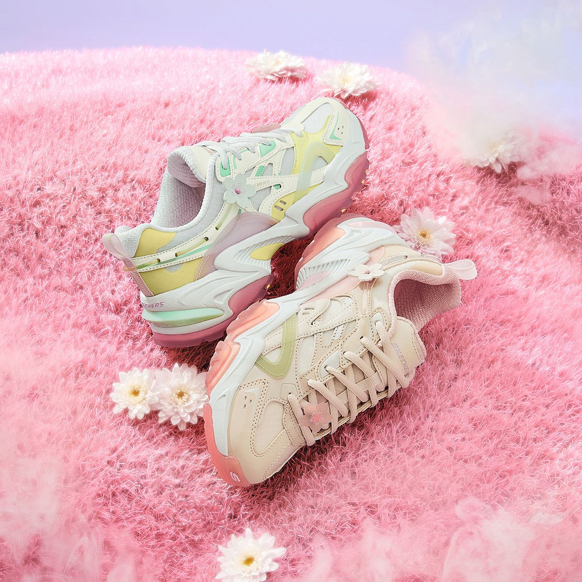 Skechers 斯凯奇 DLITES系列 女士桃花复古机甲鞋老爹鞋 896116 新低246元包邮 值值值-买手聚集的地方