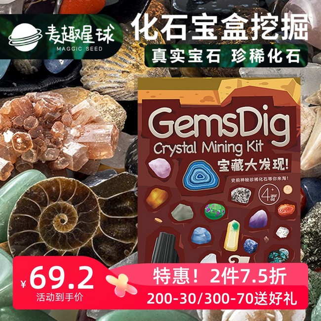 麦趣星球 矿藏大发现 矿物宝石化石挖掘玩具（盲盒） 29.6元包邮 值值值-买手聚集的地方