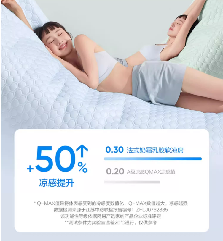 网易严选 A类可水洗法式乳霜乳胶抑菌凉席（含凉席+枕套） 129元起包邮 值值值-买手聚集的地方