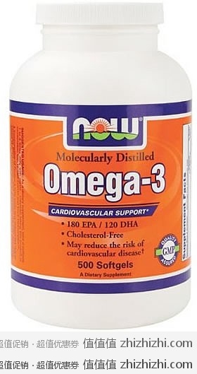 NOW Foods Omega-3 深海鱼油软胶囊 500粒 美国亚马逊海淘价格18.62美元