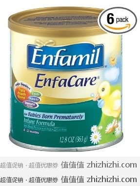 Enfanmil Enfacare美赞臣早产儿&体重过轻奶粉1段 363克*6罐 美国亚马逊价格88.5美元（到手价格约700元）