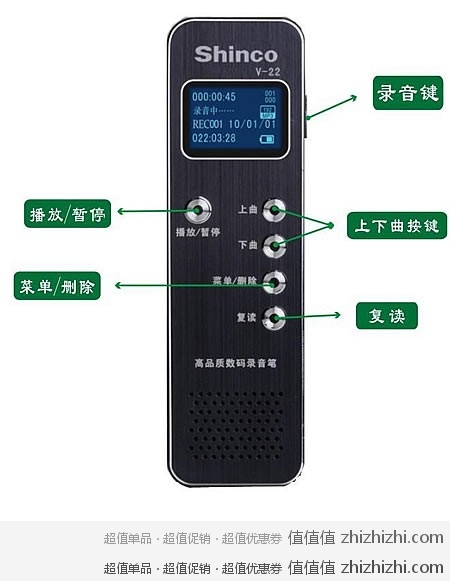 Shinco 新科 V-22 4G 录音笔 蓝色 易迅网（上海站）价格145元