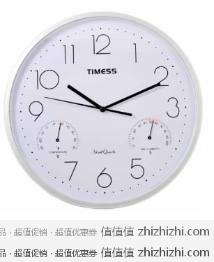 Timess 天美时 精致温湿度挂钟 T304  亚马逊中国价格78元 包邮 