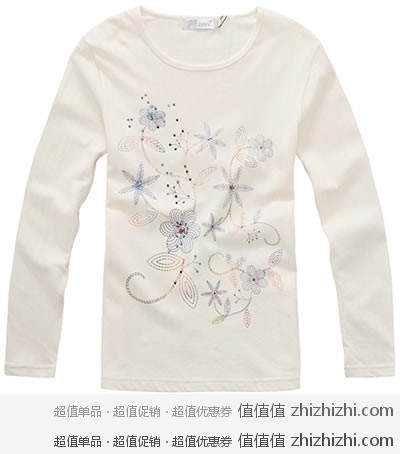 白菜大爱：顶瓜瓜100%天然彩棉长袖烫钻印花T恤WC11136 淘宝网价格9.9元 包邮 