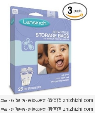 Lansinoh母乳储存袋180ml 75个美国亚马逊 S&S后仅售13.65美元