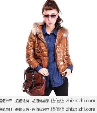 自由契约 RosasMode 女装淑女修身毛领短款亮面棉服 R1812502 京东商城价格59 包邮