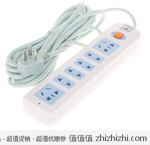 子弹头TS-222A线长4.8米6位总控插座 京东商城19元