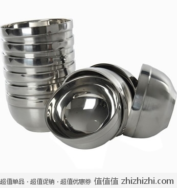 诚牌不锈钢双层隔热碗10只装  京东商城价格29.9