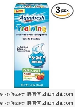 Aquafresh 宝宝<font color=red>可食用</font>水果味牙膏 3支装 美国Amazon历史最低价 SS后$7.95（每支11元人民币）4.7分高分评价！