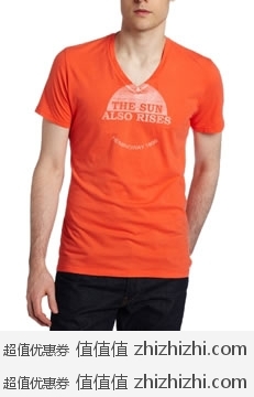 美产Aviator 男士橙色全棉V领T恤 美国Amazon 2.3折后$10.98 海淘到手约￥120
