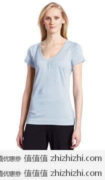 白菜价：诺帝卡 Nautica 女士纯棉V领T恤 美国Amazon 2.6折后$8.37（仅天蓝色） 海淘到手约￥113 四色可选 断码处理 需要的抓紧