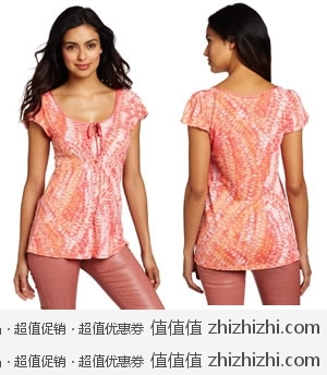 全五星好评！Calvin Klein 珊瑚色印花针织女上衣 美国Amazon$29.15 海淘到手约￥235 尺码齐全