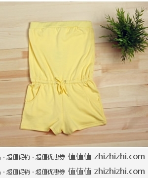  AMPM女抹胸净色腰部抽带连体短裤  邦购团购价29包邮