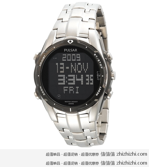 Pulsar 不锈钢数字显示石英表 美国Amazon 96.09美元