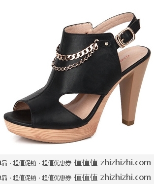 红蜻蜓 牛皮女凉鞋 京东88包邮
