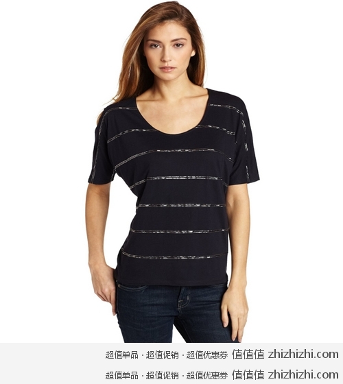 Calvin Klein Jeans 女款短袖T恤 黑色 美国Amazon 21.91美元