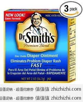 全五星好评！史密斯博士 Dr.Smith's 宝宝尿布疹软膏 3只装（2盎司/只）美国Amazon历史最低价SS后$19.09 