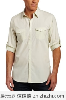 超值CK衬衫！Calvin Klein 男士纯棉长袖米色衬衫 美国Amazon$27.73 海淘到手约￥226
