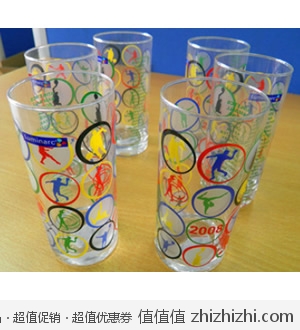 乐美雅活力赛场直身水杯6只装 北京奥运纪念版E5773  京东商城特价19.9