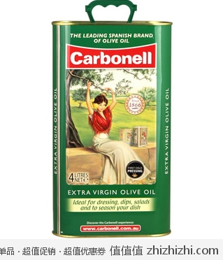 卡波纳 CARBONELL 特级初榨橄榄油（4L铁桶装） 京东商城价格460包邮（返260京券，可用300-70优惠券，相当于130入手）