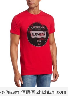 囤货！李维斯 Levi's 男士红色纯棉短袖T恤 美国Amazon折后最低$10.5