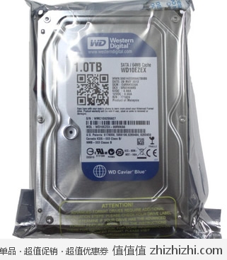 西部数据 WD 蓝盘 WD10EZEX 1TB <font color=#ff6600>7200转64M</font> 3.5英寸台式机硬盘（SATA3接口） 易迅网上海仓价格529