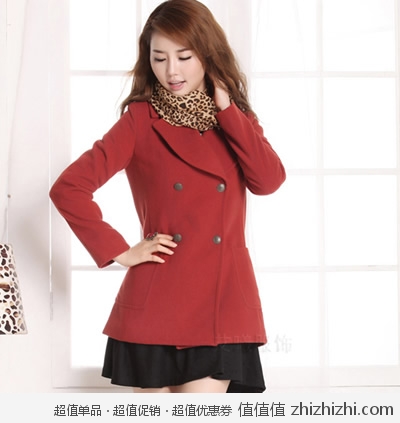 双排扣秋冬装 羊毛呢子外套 女中长款 天猫艾曦服饰旗舰店价格98.18 包邮