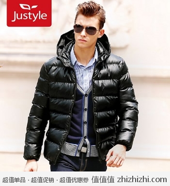 JUSTYLE 时尚简约衍棉男士连帽百搭皮棉衣 vjia价格139 包邮