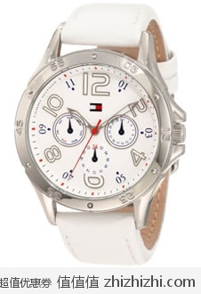 全五星好评！汤米·希尔费格 Tommy Hilfiger 1781177 女士不锈钢真皮石英腕表 美国Amazon$49.09，海淘到手约￥356，国内淘宝代购要￥900+！