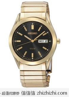 超值！精工 Seiko SNE060 男士金色不锈钢太阳能动力腕表 美国Amazon$99.18 海淘到手约￥668 国内代购价在￥900+