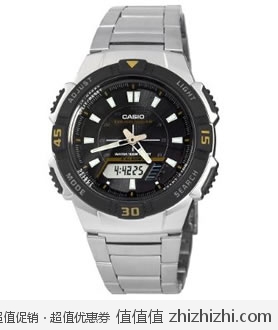 超值！卡西欧 Casio AQS800WD-1EV 男士不锈钢太阳动力双显腕表 美国Amazon$39.48 海淘到手约￥295