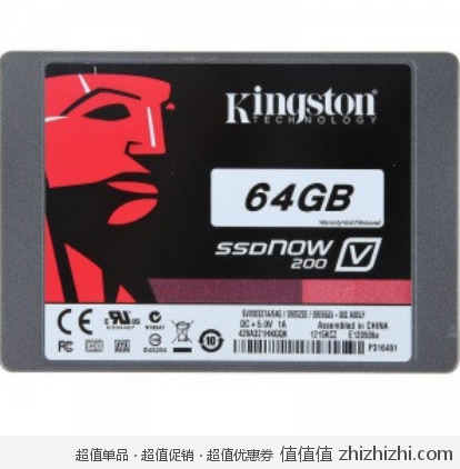 金士顿 Kingston SV200S37A/64G 2.5英寸SSD固态硬盘（64G/SATA3） 易迅网价格299