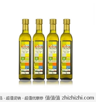 包锘 有机特级初榨橄榄油500mL*4 当当网价格139包邮
