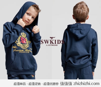 SWKIDS 七匹狼 带帽卫衣 中性 161150601900  亚马逊中国价格65包邮