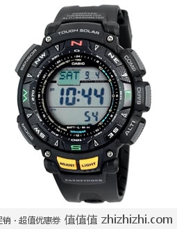 超值！卡西欧 Casio PAG240-1CR 探路者系列：男士三重感应器太阳能登山表，美国Amazon $151.18，海淘到手约￥994，同款淘宝代购在￥1400—1600之间